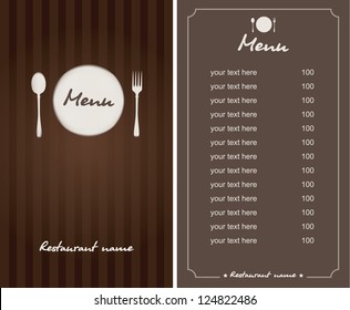 brown menu with a plate and cutlery
