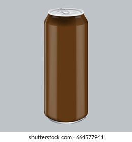 Brown Metal Aluminum Beverage Drink. Mockup for Product Packaging. Energetic Drink Can 500ml, 0,5L. Illustrated vector