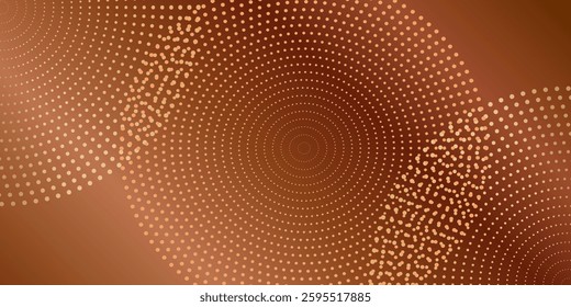 brown metal Halftone round frame. Golden luxury Halftone circle logo. Dots emblem. Dotted texture border. Vector illustration isolated on white background.