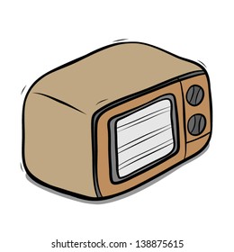 brown microwave / cartoon vector and illustration, isolated on white background.