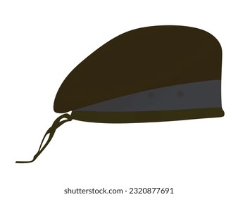 Brown military beret hat. vector illustration