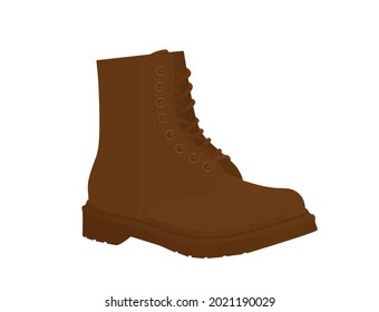 Brown military boot. vector illustration