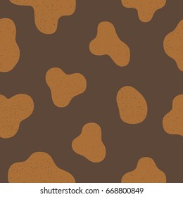 Brown Milk Cow Seamless Pattern. Cow Skin Texture with Spots Vector Seamless Pattern.