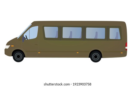 Brown mini bus. vector illustration
