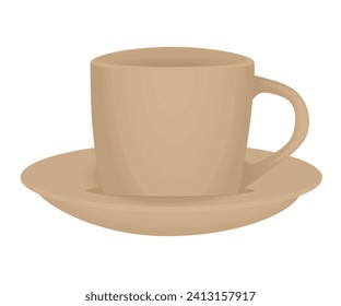 Mini taza pardo sobre fondo blanco, vector