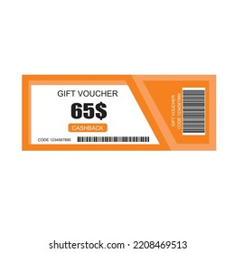 Brown model set of coupon promotion sale for website, internet ads, social media or coupon. Cashback coupon discount 65$. Coupon discount with vector illustration