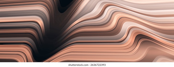 Brown modern abstract background with flowing colored stripes. Vector illustration