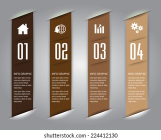 Brown modern text box template for website computer graphic and internet, numbers. label. 