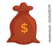 Brown money bag with dollar currency symbol representing savings, investment, and finance