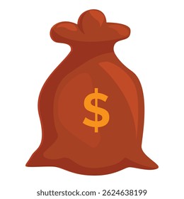 Brown money bag with dollar currency symbol representing savings, investment, and finance
