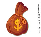 Brown Money Bag with Dollar Sign