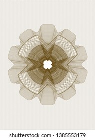 Brown money style emblem or rosette. Vector Illustration. Detailed.