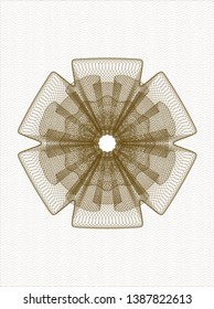 Brown money style emblem or rosette. Vector Illustration. Detailed.