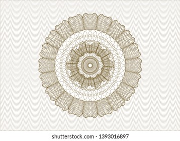 Brown money style emblem or rosette. Vector Illustration. Detailed.