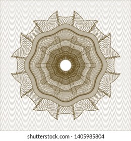 Brown money style emblem or rosette. Vector Illustration. Detailed.