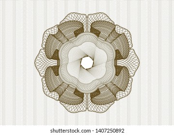 Brown money style emblem or rosette. Vector Illustration. Detailed.