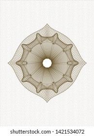 Brown money style emblem or rosette. Vector Illustration. Detailed.