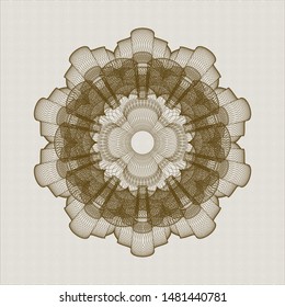 Brown money style emblem or rosette. Vector Illustration. Detailed.