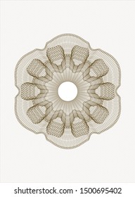 Brown money style emblem or rosette. Vector Illustration. Detailed.