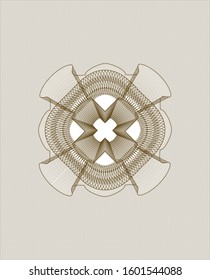 Brown money style emblem or rosette. Vector Illustration. Detailed.