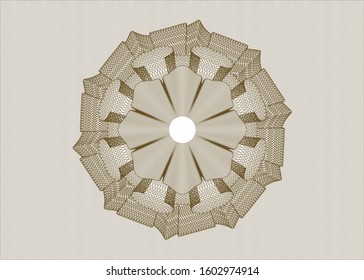 Brown money style emblem or rosette. Vector Illustration. Detailed.