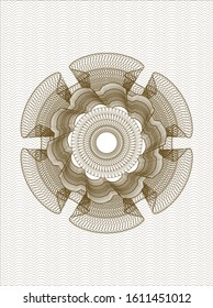 Brown money style emblem or rosette. Vector Illustration. Detailed.