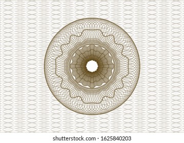 Brown money style emblem or rosette. Vector Illustration. Detailed.