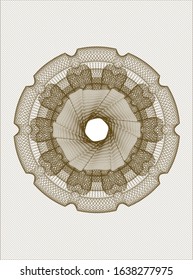 Brown money style emblem or rosette. Vector Illustration. Detailed.