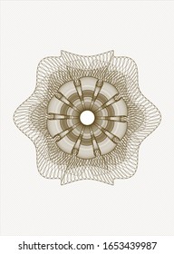 Brown money style emblem or rosette. Vector Illustration. Detailed.