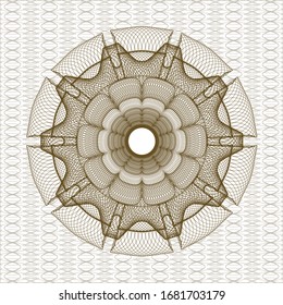 Brown money style emblem or rosette. Vector Illustration. Detailed.
