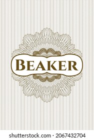 Braunes Geldstil-Emblem oder Rosette mit Textbecher im Inneren