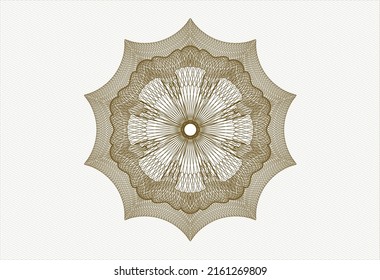 Brown money style emblem or rosette. Vector Illustration. Detailed. 