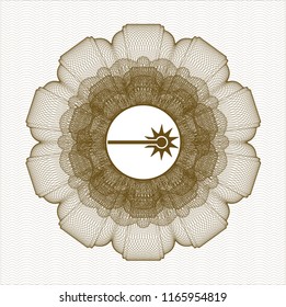 Brown money style rosette with laser icon inside