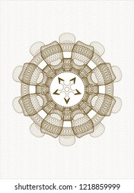 Brown money style rosette with ninja star icon inside