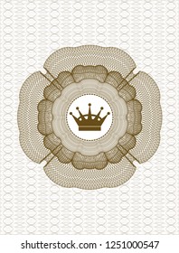 Brown money style rosette with queen crown icon inside