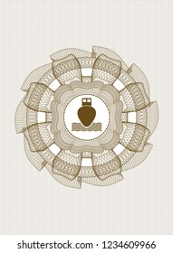 Brown money style rosette with ship icon inside