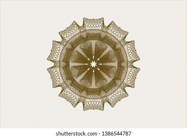 Brown money style rosette. Vector Illustration. Detailed.