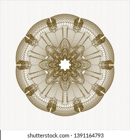 Brown money style rosette. Vector Illustration. Detailed.
