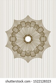 Brown money style rosette. Vector Illustration. Detailed.