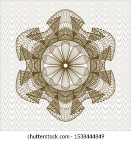 Brown money style rosette. Vector Illustration. Detailed.