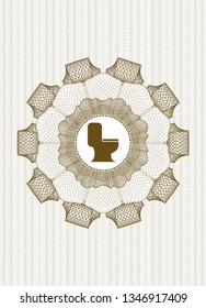 Brown money style rosette with WC toilet icon inside