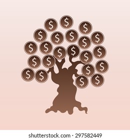 Brown Money tree isolated 