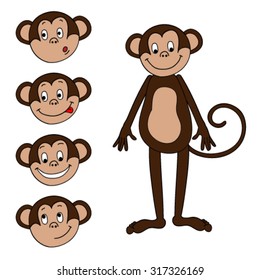 brown monkey with different heads