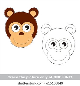 Brown Monkey. Dot to dot educational game for kids.