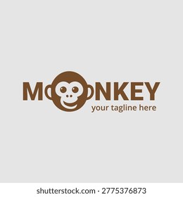 Brown monkey face logo design