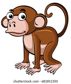Brown monkey with happy face illustration