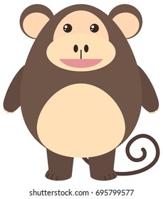 Brown monkey with happy face illustration