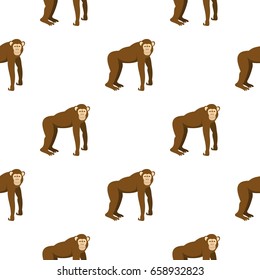 Brown monkey standing on its four legs pattern seamless for any design vector illustration