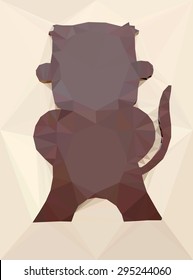 A brown monkey symbol, low poly vector illustration,