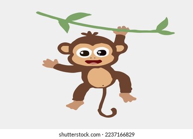 brown monkey vector banana colored